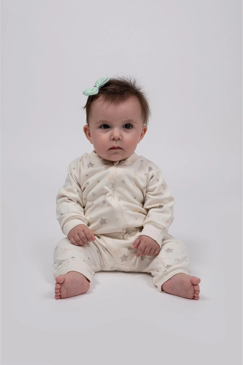 Kız Erkek Bebek Tulumu Uzun Kollu Fermuarlı Pijama Tulum Baskılı Uyku Tulumu Yıldızlı