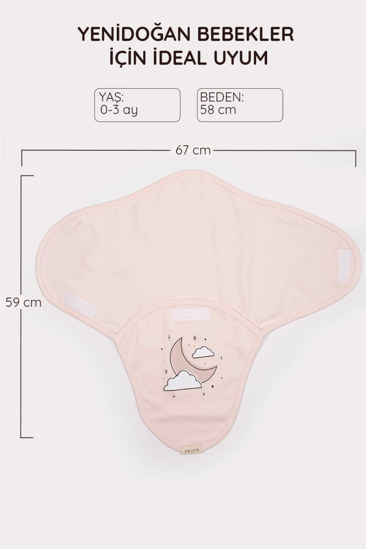 %100 Pamuklu Bebek Kundak 0-3 Ay Uyku Tulumu Pembe