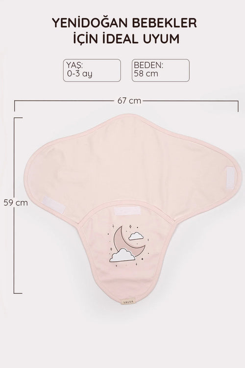 %100 Pamuklu Bebek Kundak 0-3 Ay Uyku Tulumu Pembe