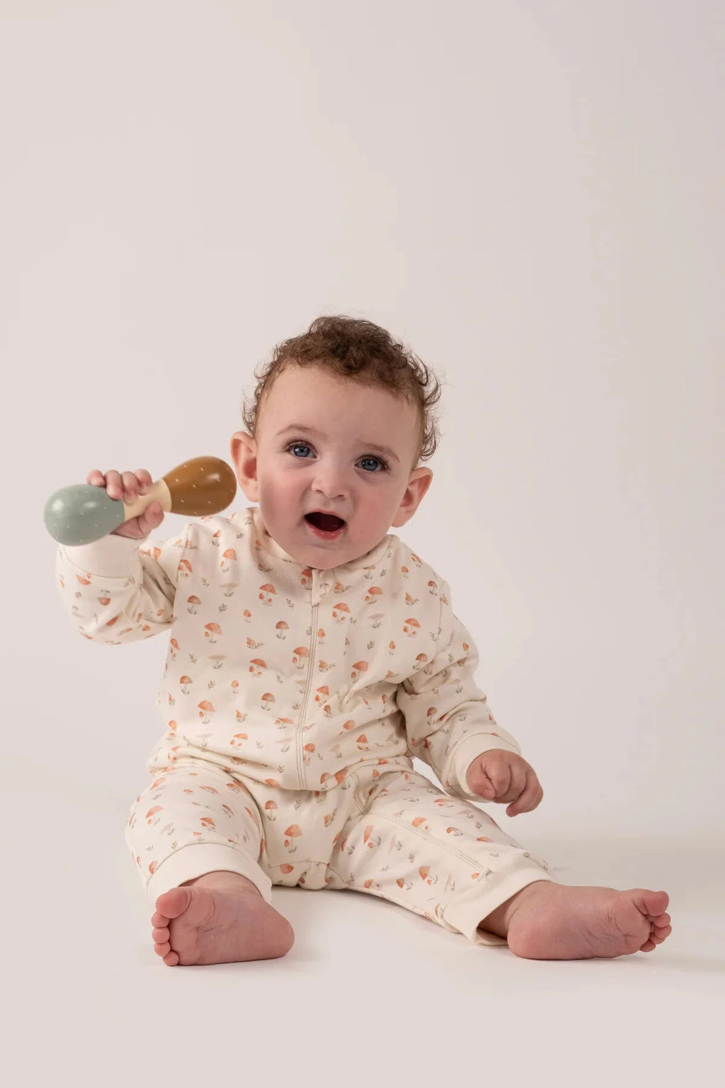 Kız Erkek Bebek Tulumu Uzun Kollu Fermuarlı Pijama Tulum Baskılı Uyku Tulumu Mantarlı