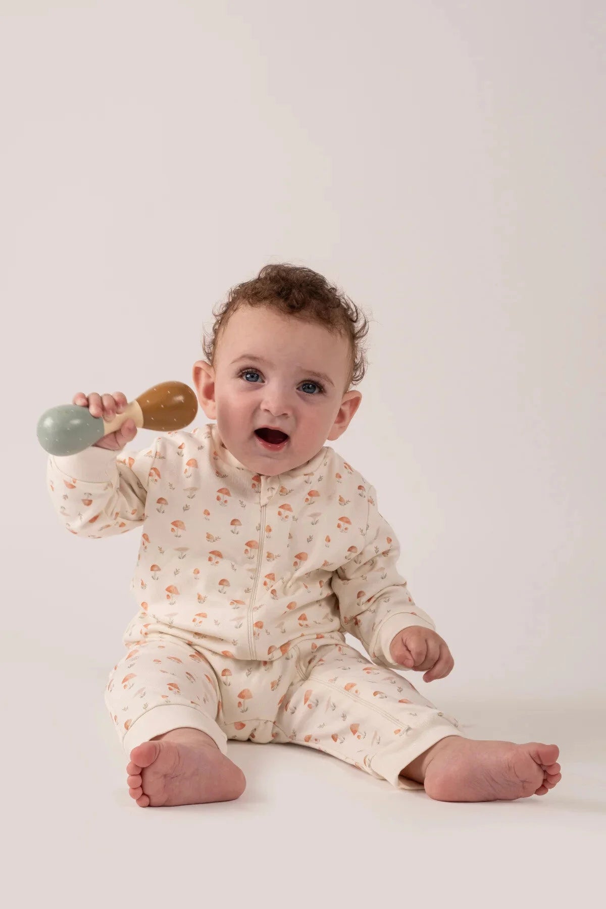 Kız Erkek Bebek Tulumu Uzun Kollu Fermuarlı Pijama Tulum Baskılı Uyku Tulumu Mantarlı