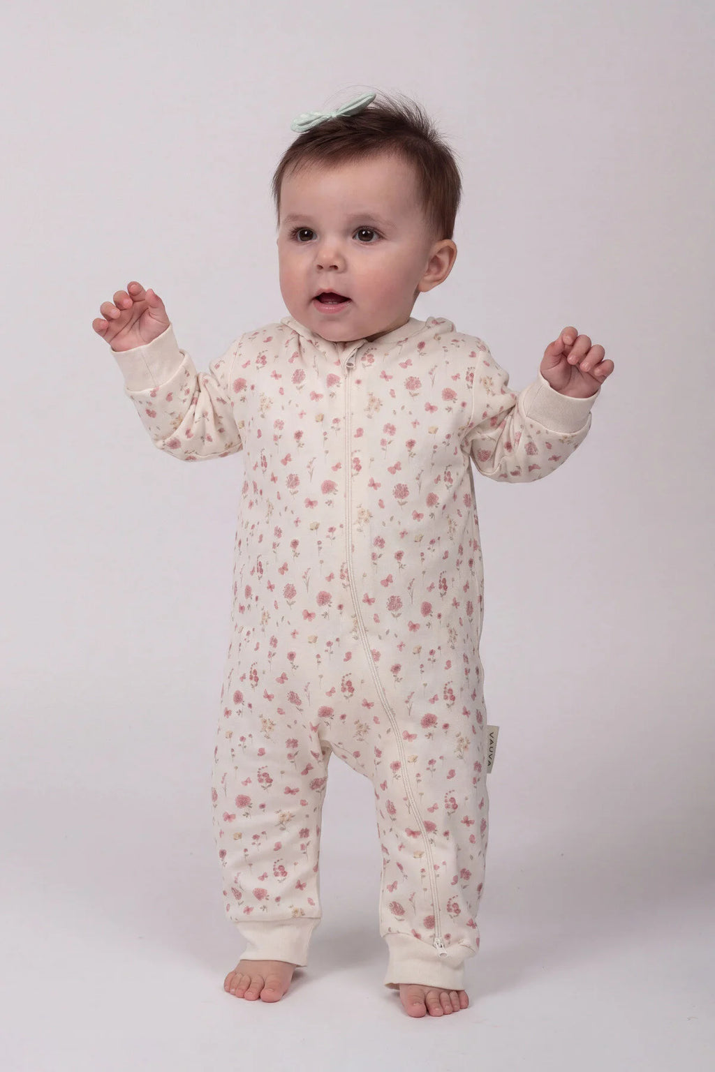 Kız Erkek Bebek Tulumu Uzun Kollu Fermuarlı Pijama Tulum Baskılı Uyku Tulumu Çiçekli-2