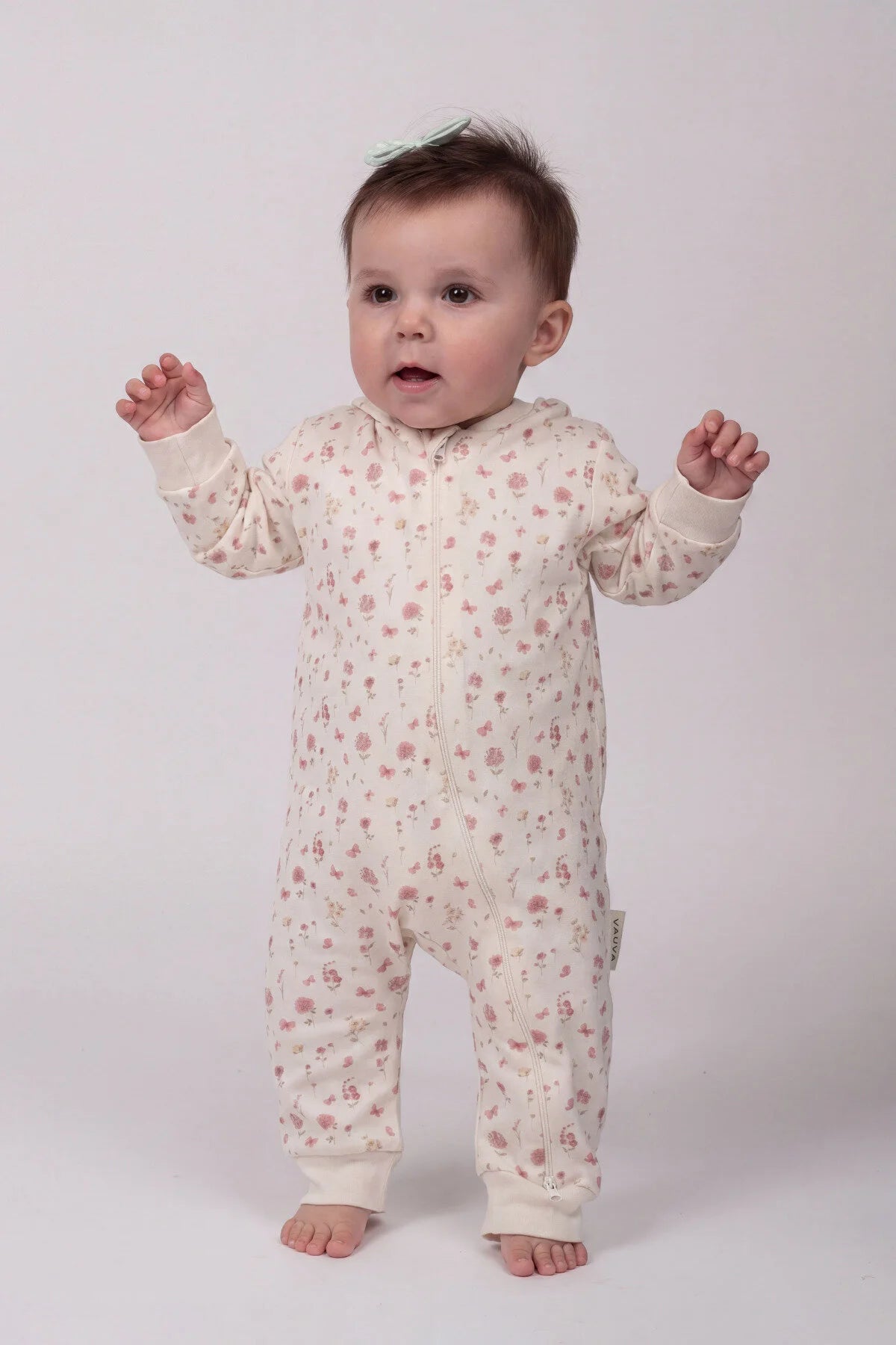 Kız Erkek Bebek Tulumu Uzun Kollu Fermuarlı Pijama Tulum Baskılı Uyku Tulumu Çiçekli-2