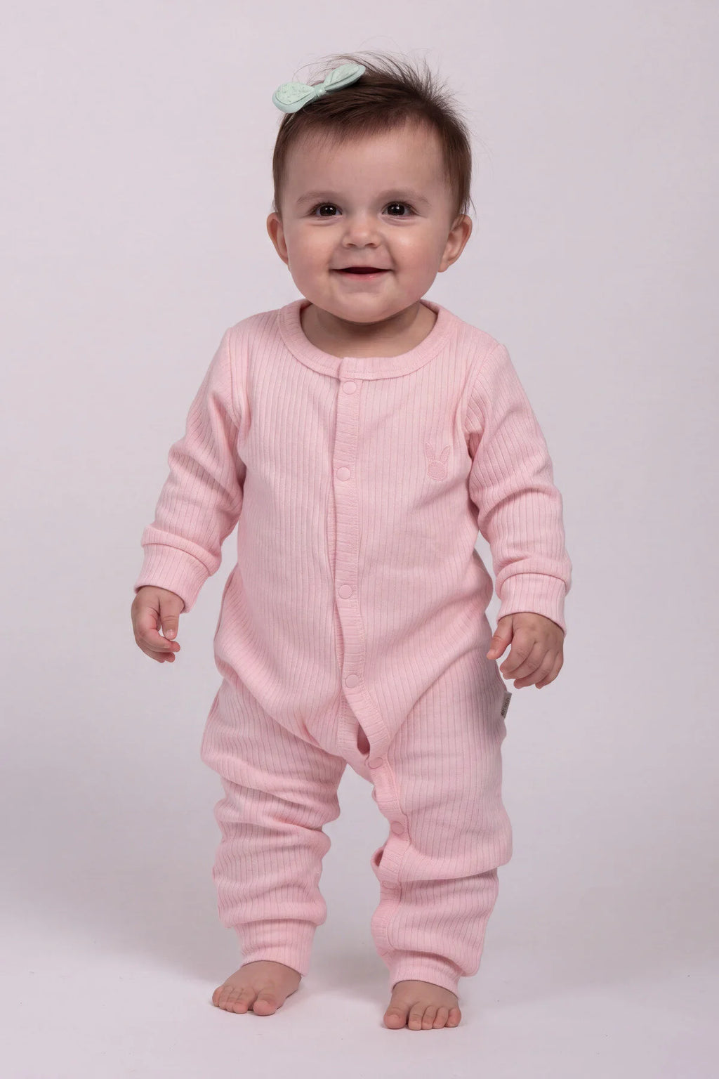 2'li Çıtçıtlı Tulum Pijama Uzun Kollu Mevsimlik Bebek Çocuk Nakışlı Tulum Pembe