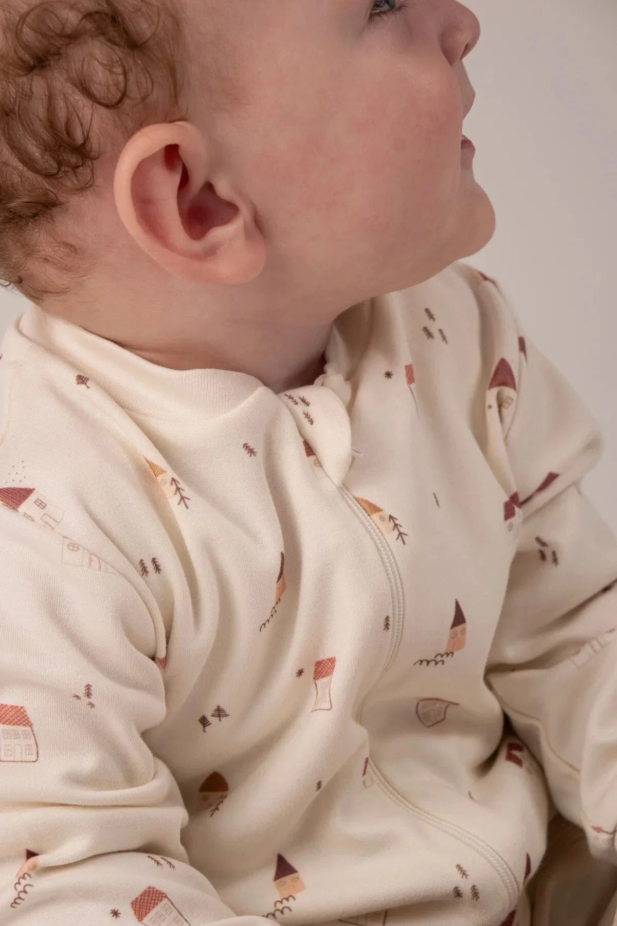 Kız Erkek Bebek Tulumu Uzun Kollu Fermuarlı Pijama Tulum Baskılı Uyku Tulumu Ev Desenli