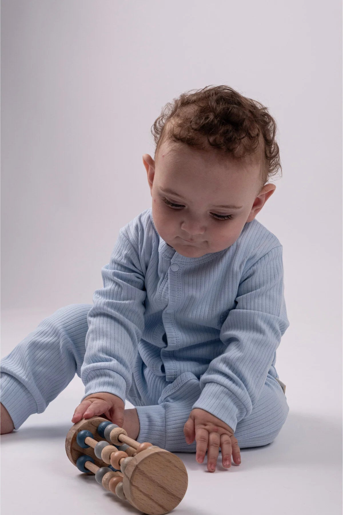 2'li Çıtçıtlı Tulum Pijama Uzun Kollu Mevsimlik Bebek Çocuk Nakışlı Tulum Mavi