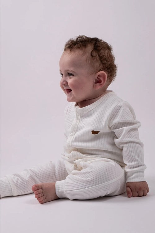 2'li Çıtçıtlı Tulum Pijama Uzun Kollu Mevsimlik Bebek Çocuk Nakışlı Tulum Kahverengi