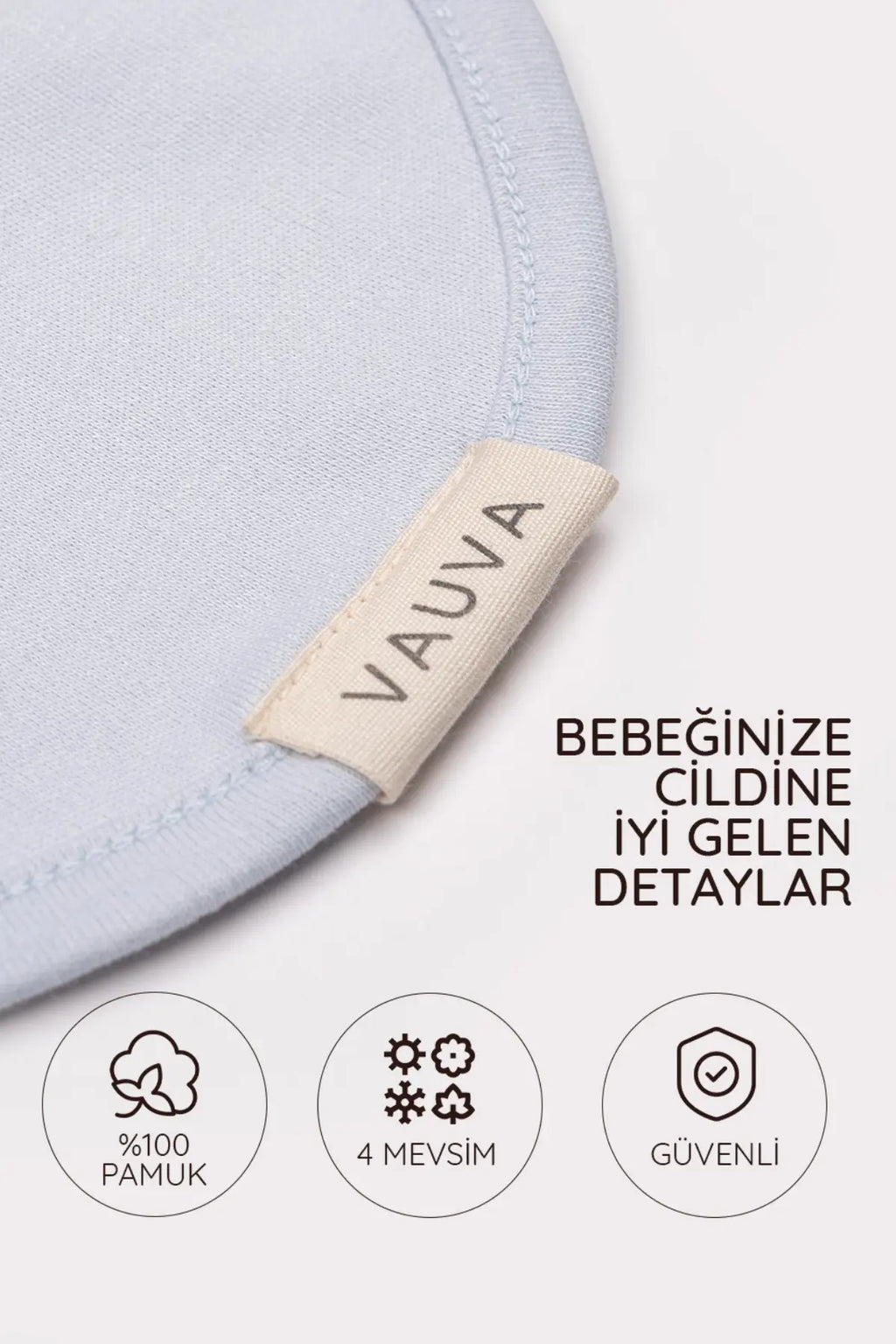 %100 Pamuklu Bebek Kundak 0-3 Ay Uyku Tulumu Mavi