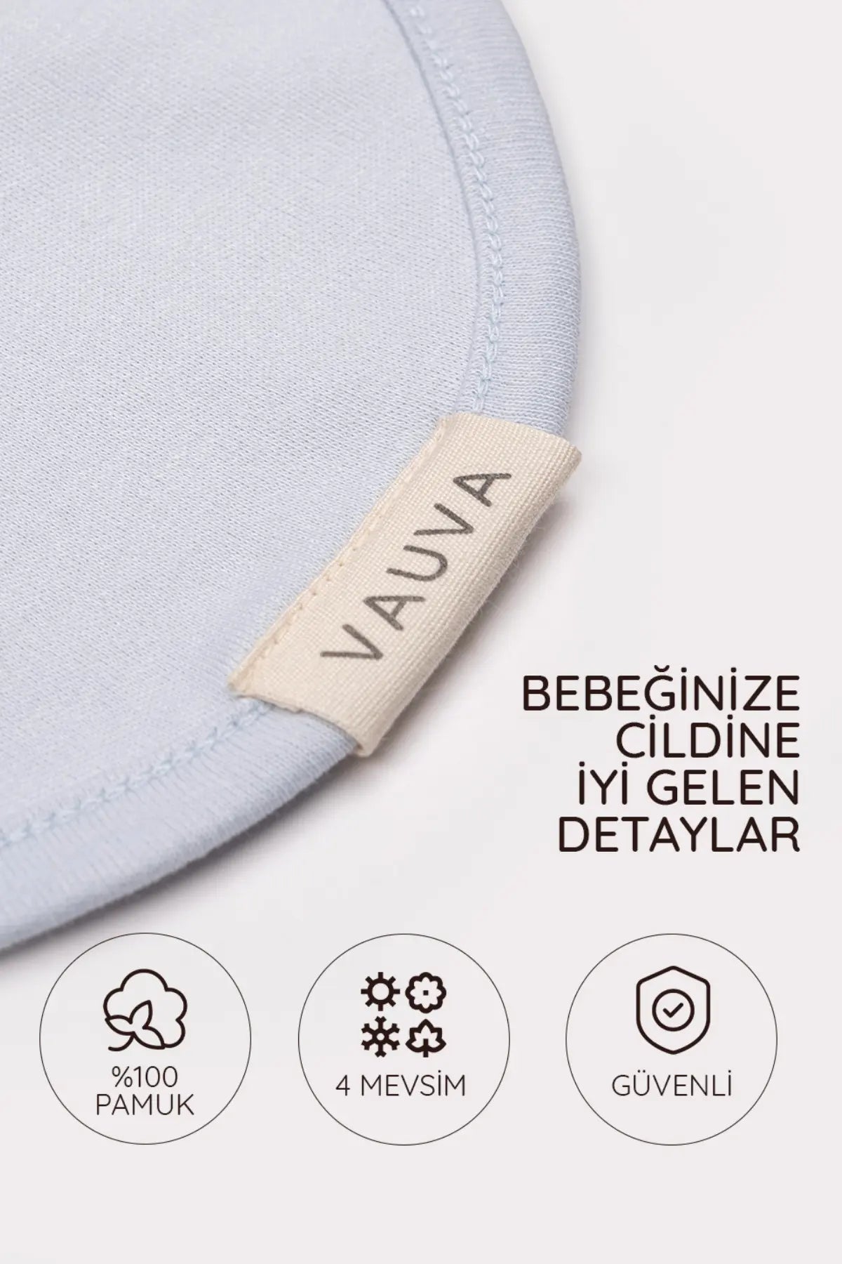 %100 Pamuklu Bebek Kundak 0-3 Ay Uyku Tulumu Mavi