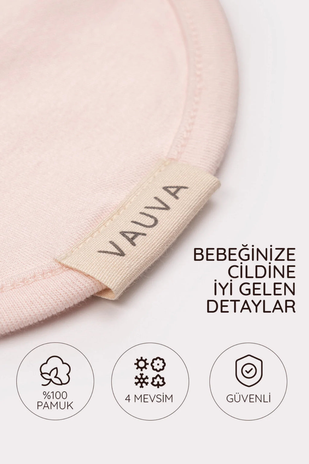 %100 Pamuklu Bebek Kundak 0-3 Ay Uyku Tulumu Pembe