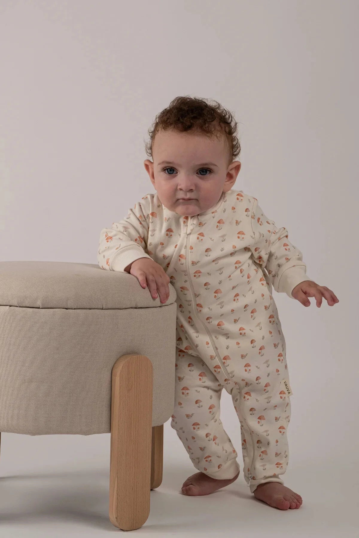 Kız Erkek Bebek Tulumu Uzun Kollu Fermuarlı Pijama Tulum Baskılı Uyku Tulumu Mantarlı
