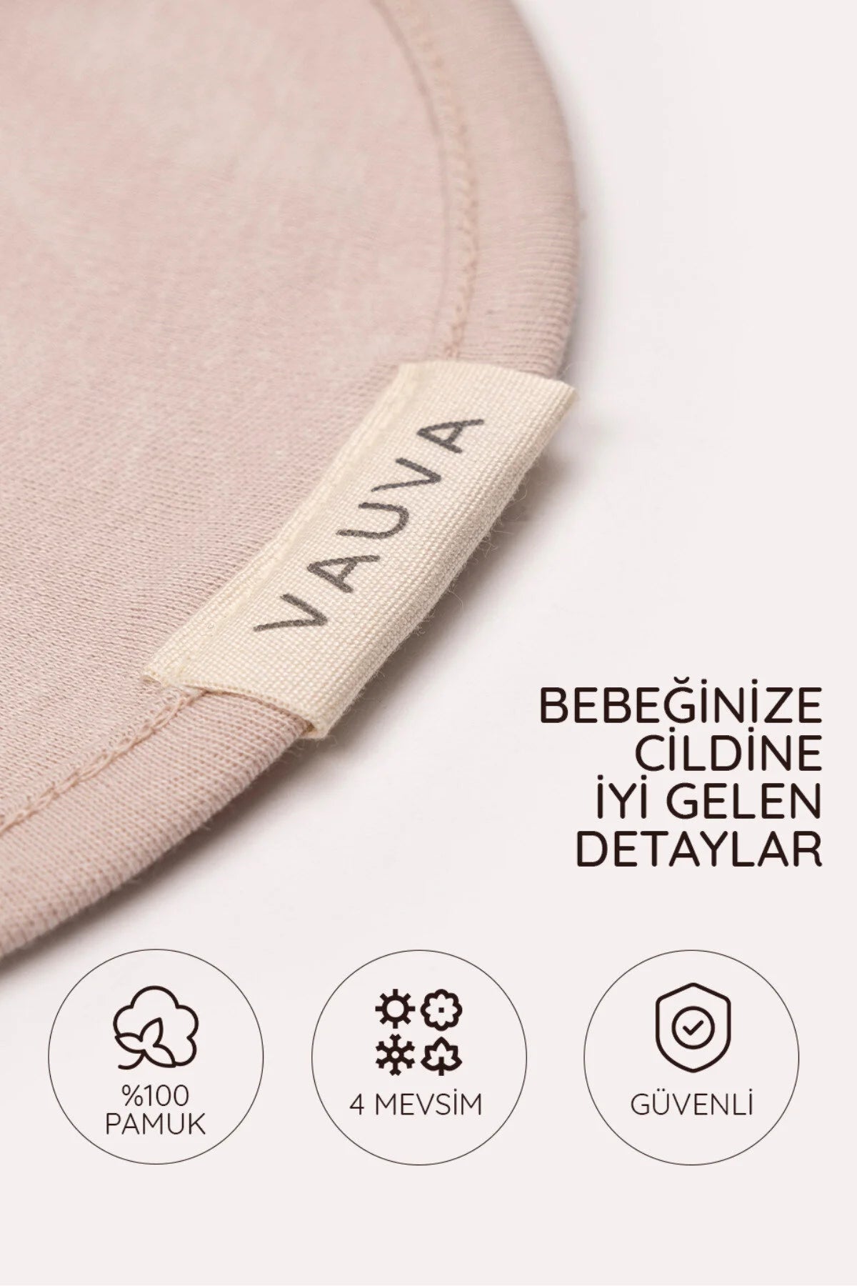 %100 Pamuklu Bebek Kundak 0-3 Ay Uyku Tulumu Bej