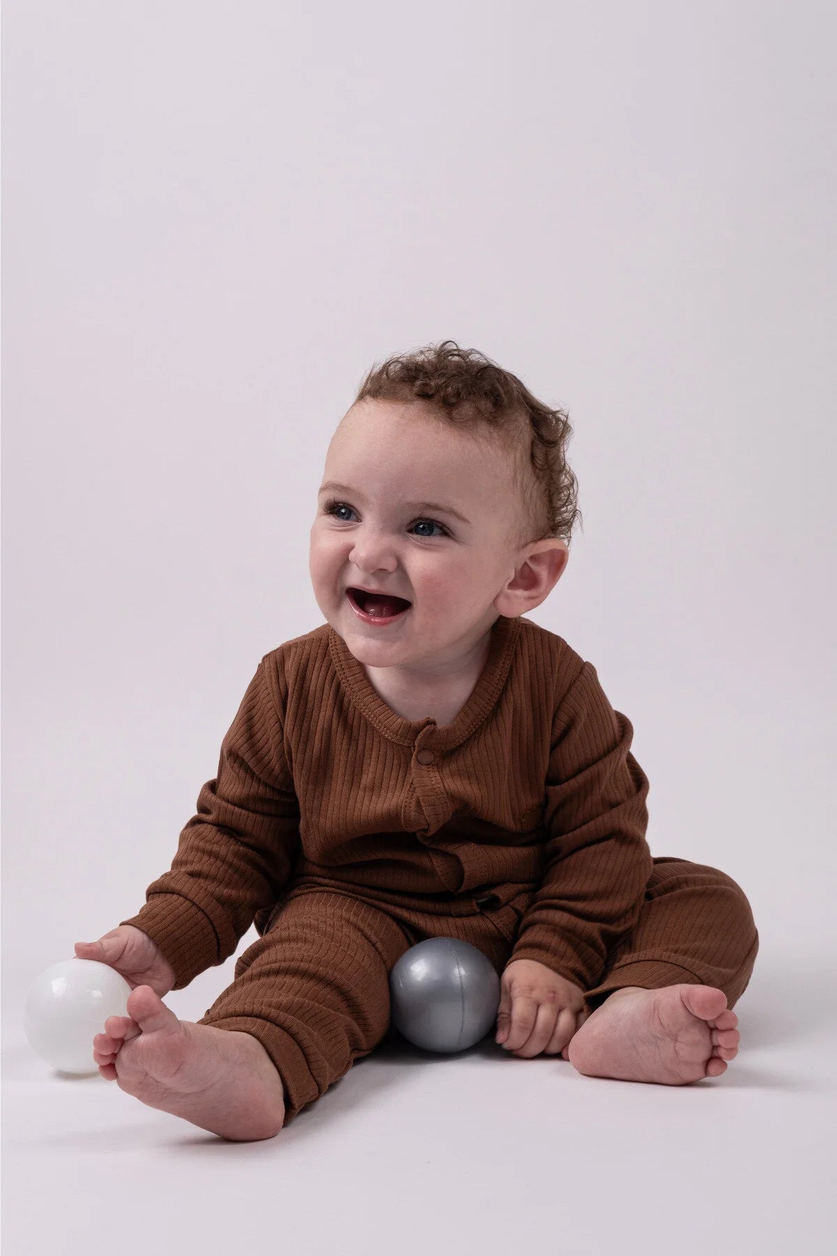 2'li Çıtçıtlı Tulum Pijama Uzun Kollu Mevsimlik Bebek Çocuk Nakışlı Tulum Kahverengi