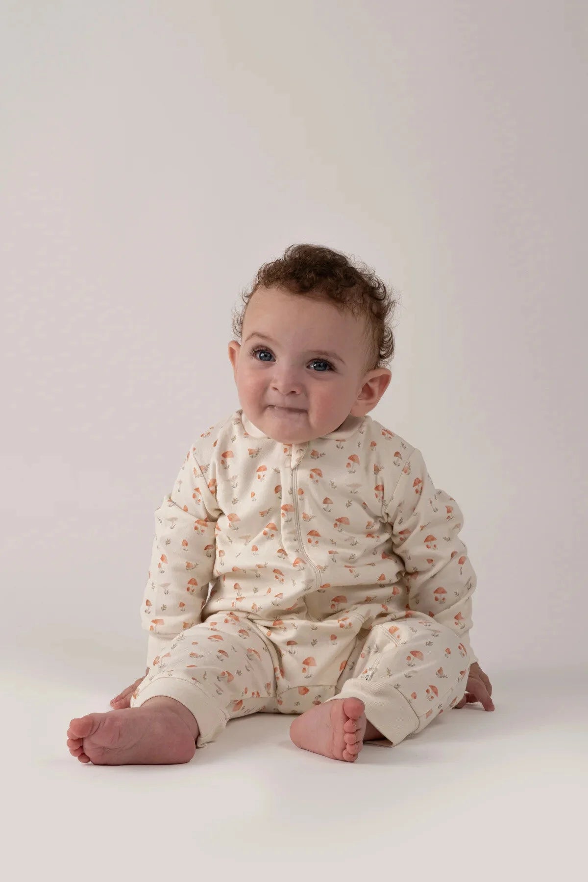Kız Erkek Bebek Tulumu Uzun Kollu Fermuarlı Pijama Tulum Baskılı Uyku Tulumu Mantarlı