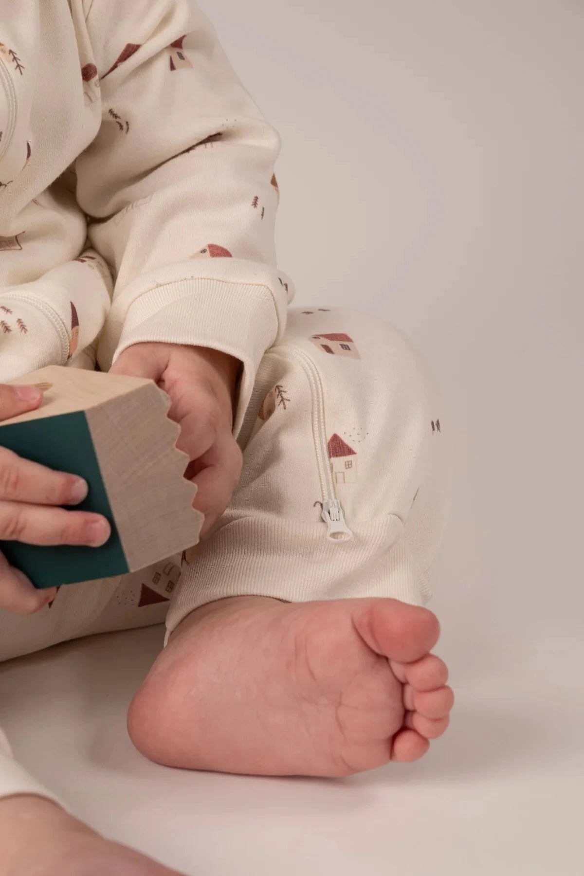 Kız Erkek Bebek Tulumu Uzun Kollu Fermuarlı Pijama Tulum Baskılı Uyku Tulumu Ev Desenli