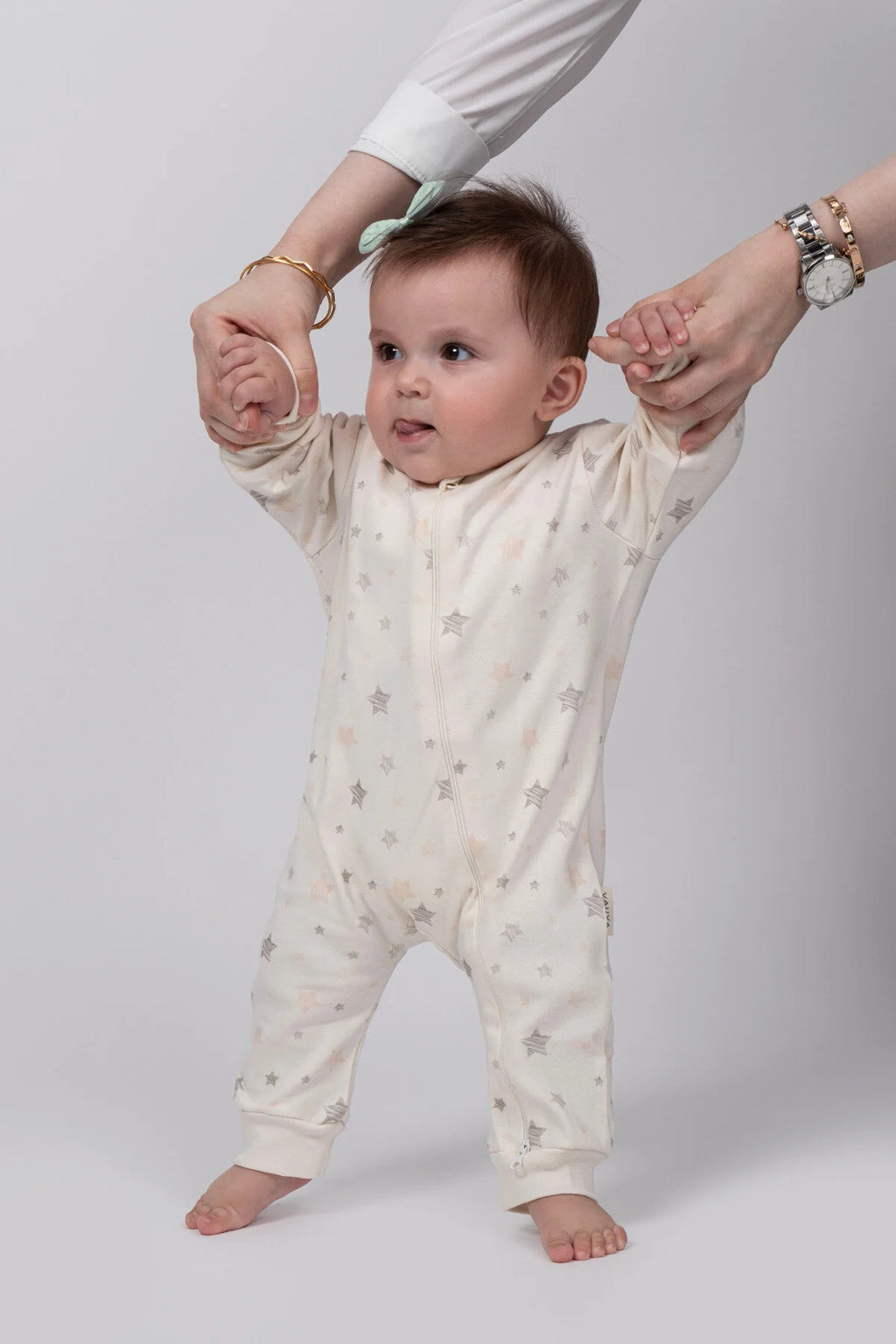 Kız Erkek Bebek Tulumu Uzun Kollu Fermuarlı Pijama Tulum Baskılı Uyku Tulumu Yıldızlı