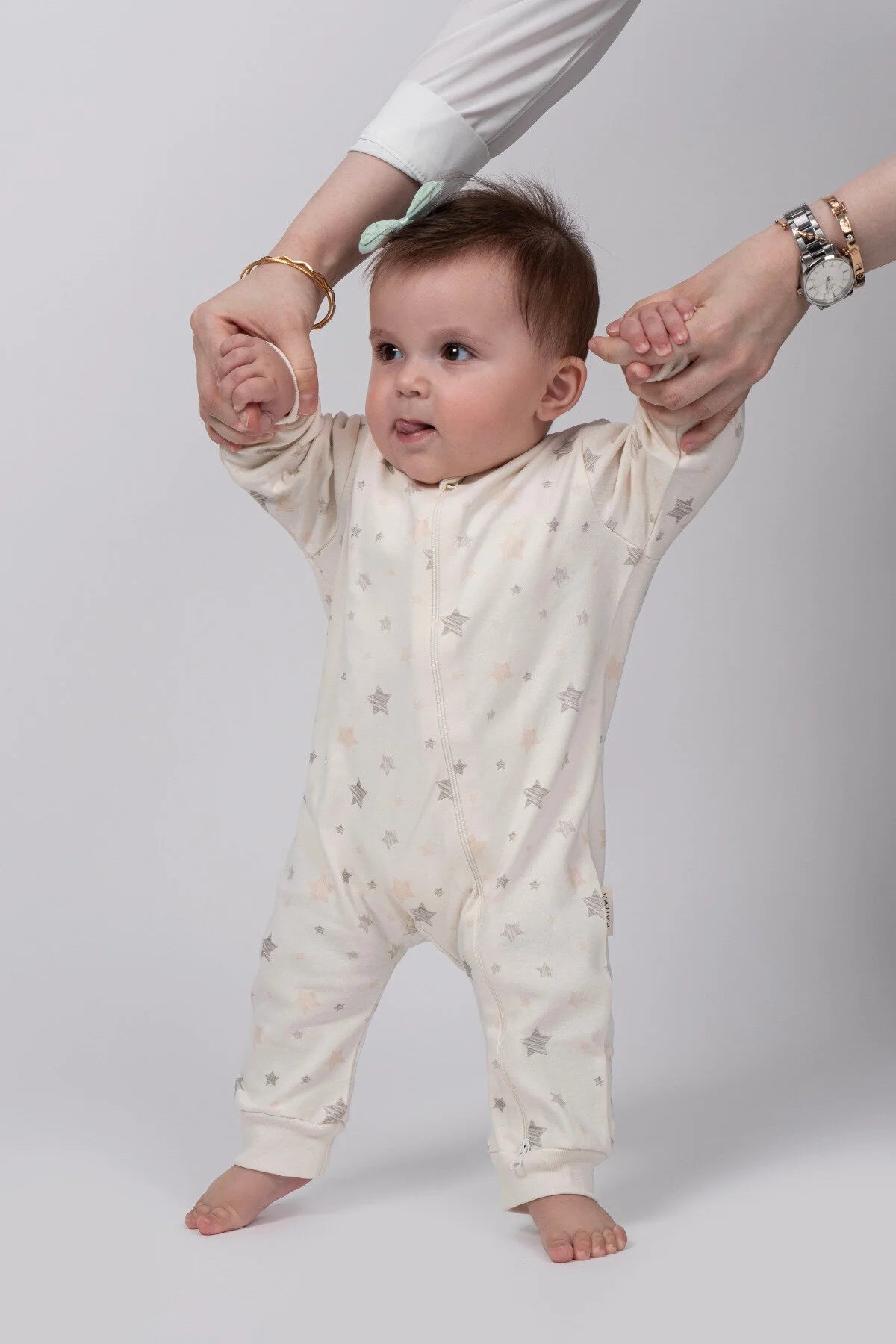 Kız Erkek Bebek Tulumu Uzun Kollu Fermuarlı Pijama Tulum Baskılı Uyku Tulumu Yıldızlı