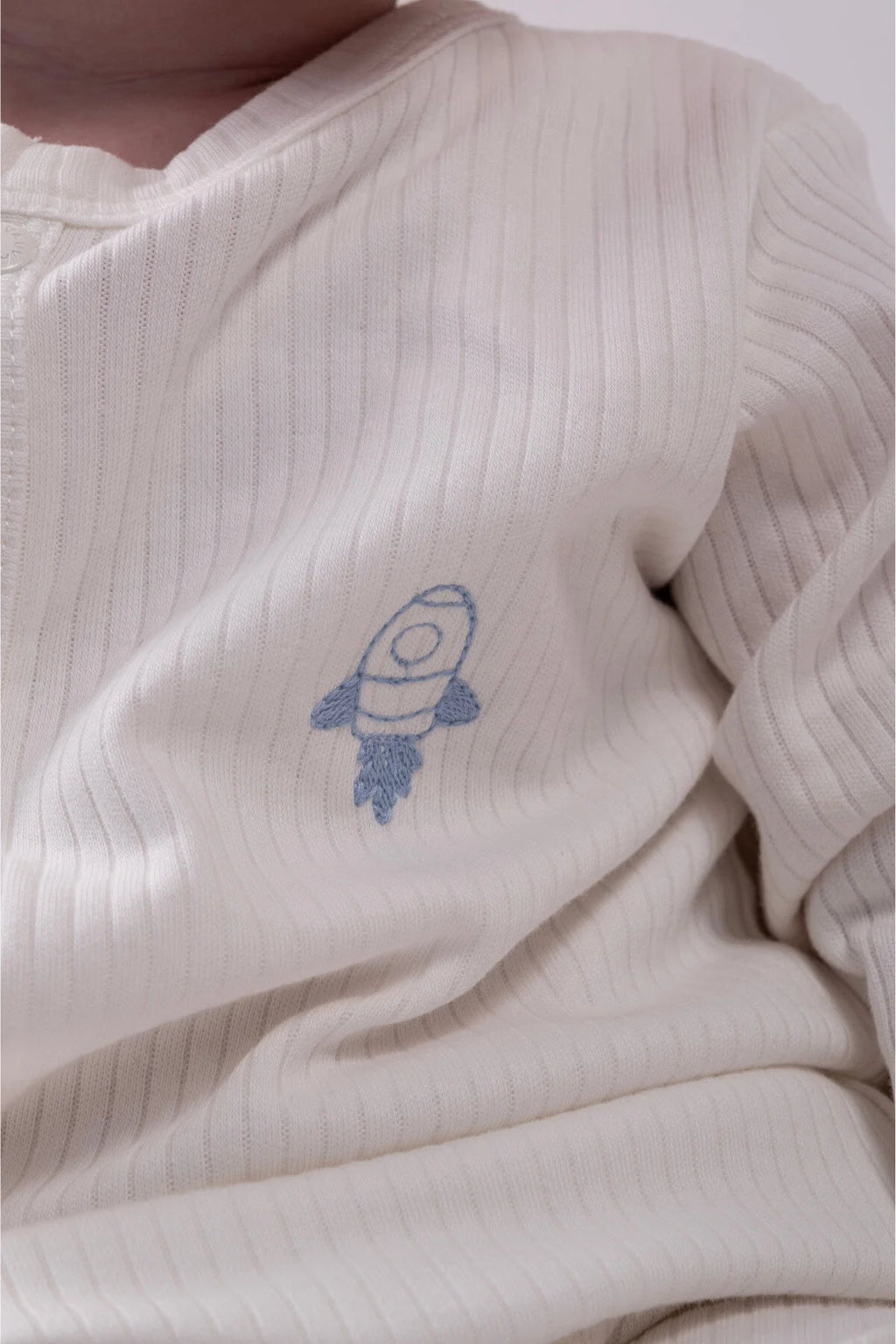 2'li Çıtçıtlı Tulum Pijama Uzun Kollu Mevsimlik Bebek Çocuk Nakışlı Tulum Mavi