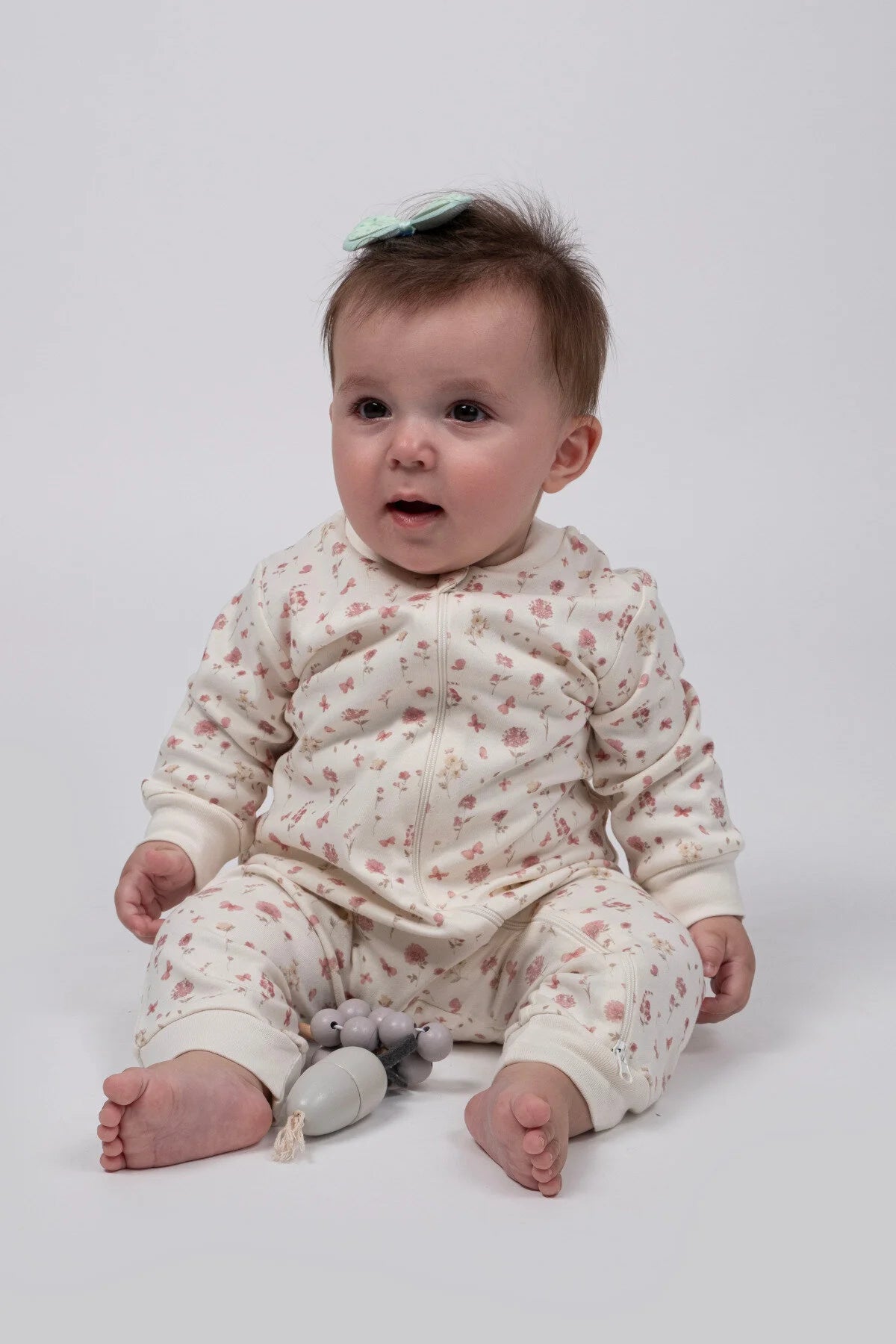 Kız Erkek Bebek Tulumu Uzun Kollu Fermuarlı Pijama Tulum Baskılı Uyku Tulumu Çiçekli-2