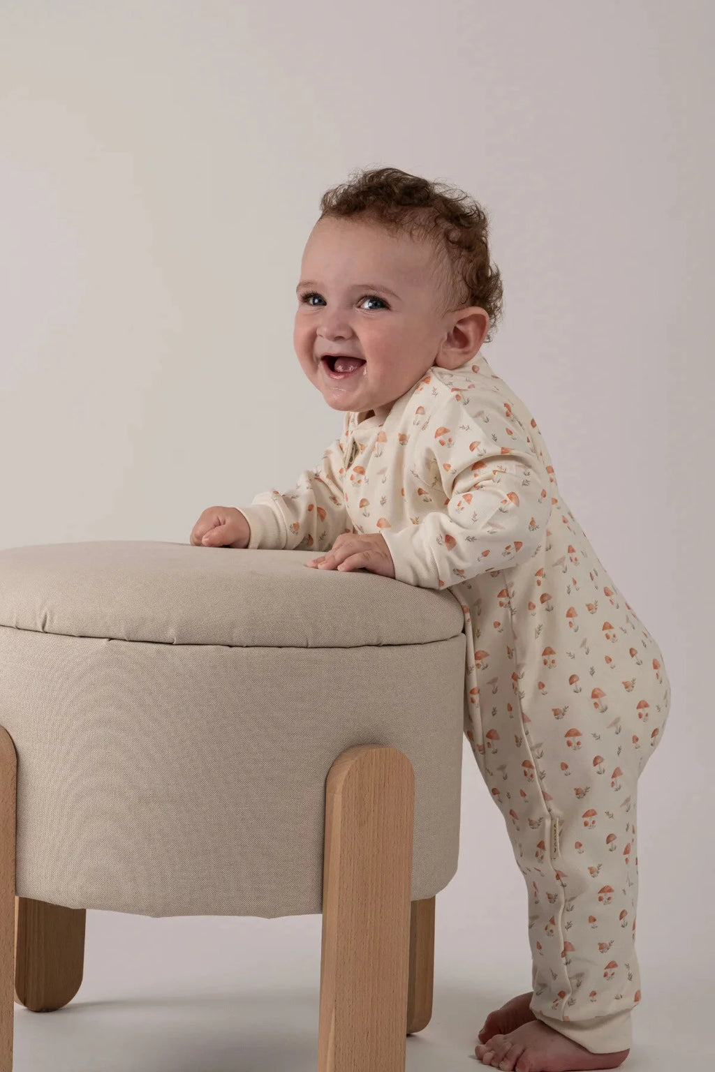 Kız Erkek Bebek Tulumu Uzun Kollu Fermuarlı Pijama Tulum Baskılı Uyku Tulumu Mantarlı