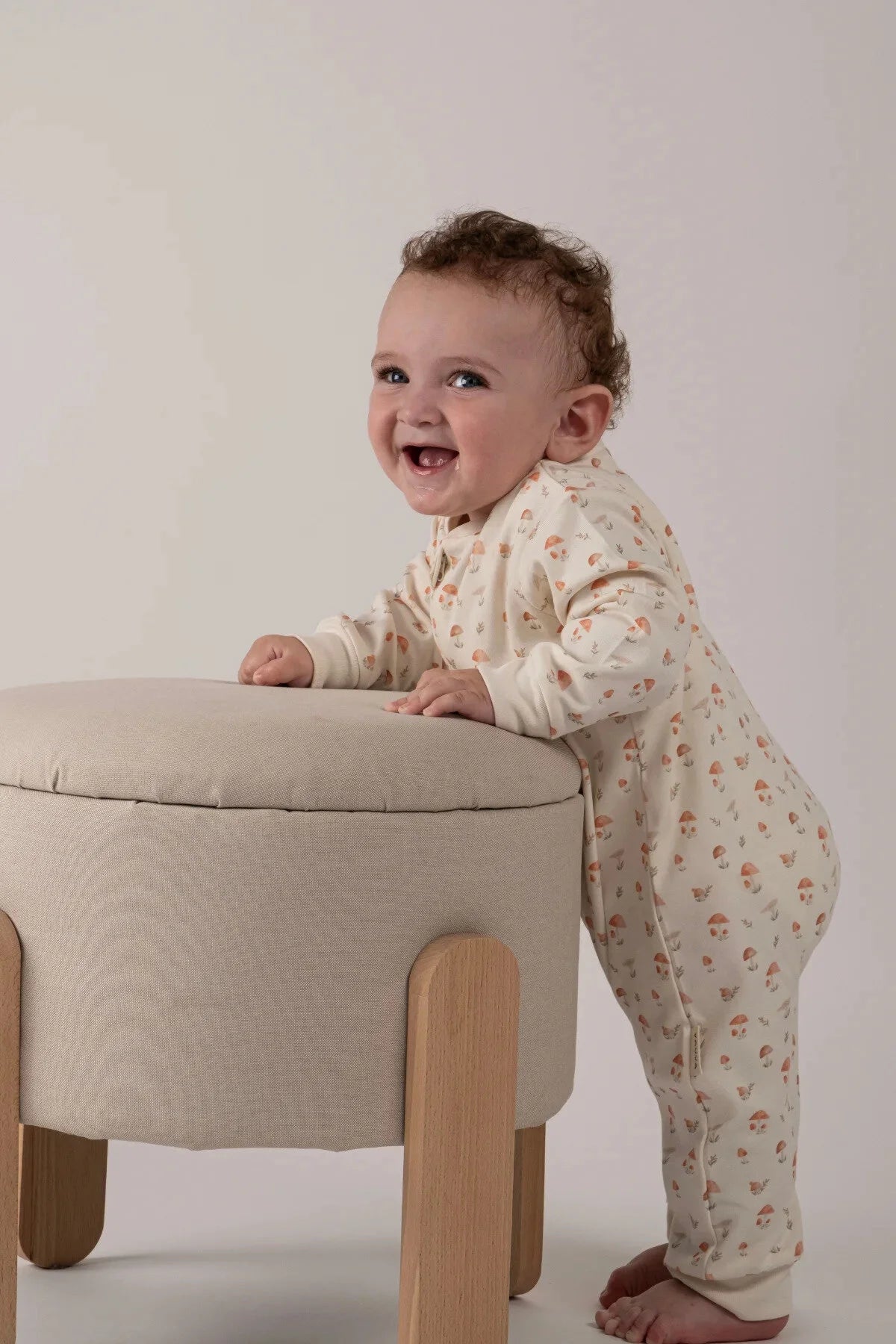 Kız Erkek Bebek Tulumu Uzun Kollu Fermuarlı Pijama Tulum Baskılı Uyku Tulumu Mantarlı