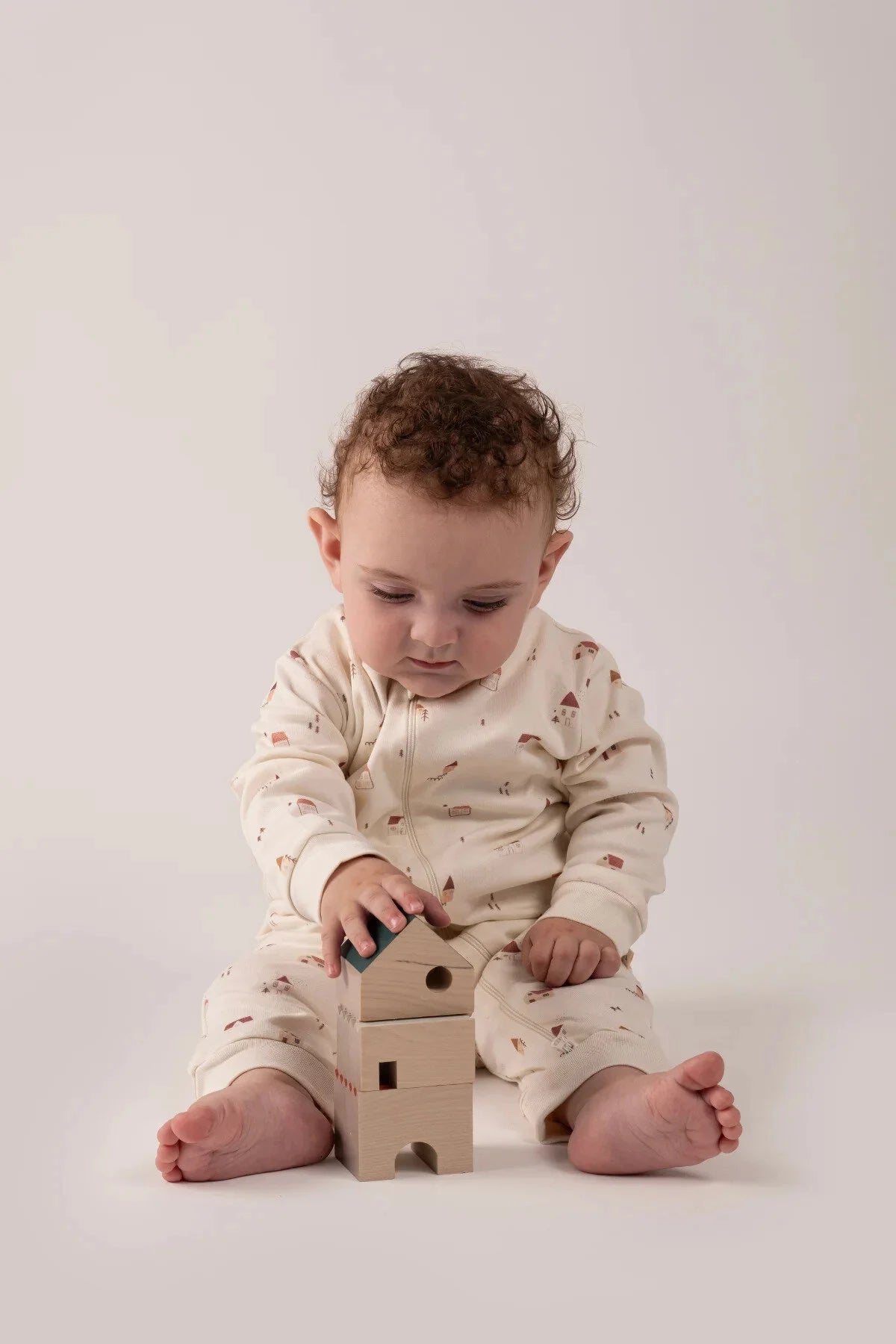 Kız Erkek Bebek Tulumu Uzun Kollu Fermuarlı Pijama Tulum Baskılı Uyku Tulumu Ev Desenli