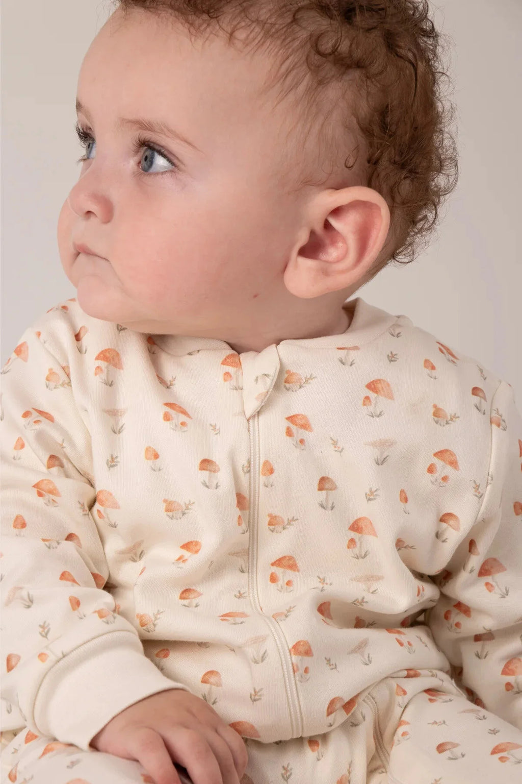 Kız Erkek Bebek Tulumu Uzun Kollu Fermuarlı Pijama Tulum Baskılı Uyku Tulumu Mantarlı