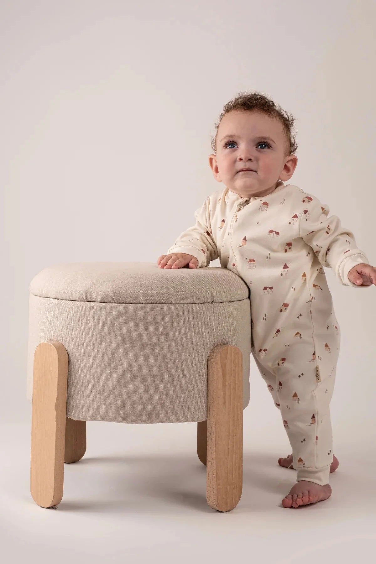 Kız Erkek Bebek Tulumu Uzun Kollu Fermuarlı Pijama Tulum Baskılı Uyku Tulumu Ev Desenli