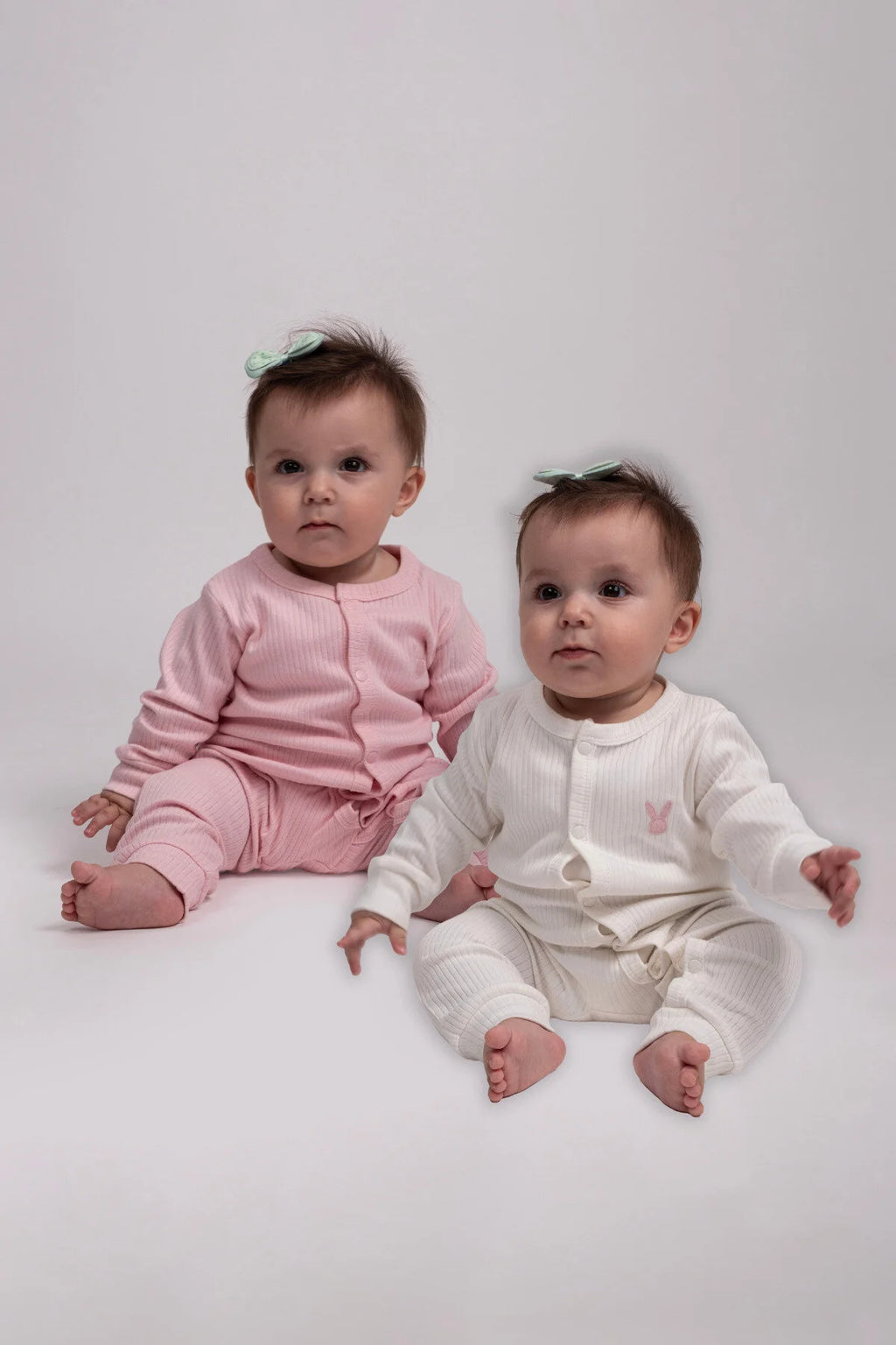 2'li Çıtçıtlı Tulum Pijama Uzun Kollu Mevsimlik Bebek Çocuk Nakışlı Tulum Pembe