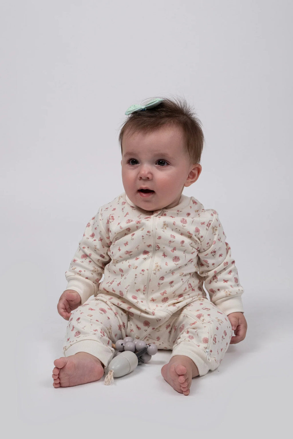 Kız Erkek Bebek Tulumu Uzun Kollu Fermuarlı Pijama Tulum Baskılı Uyku Tulumu Çiçekli-2
