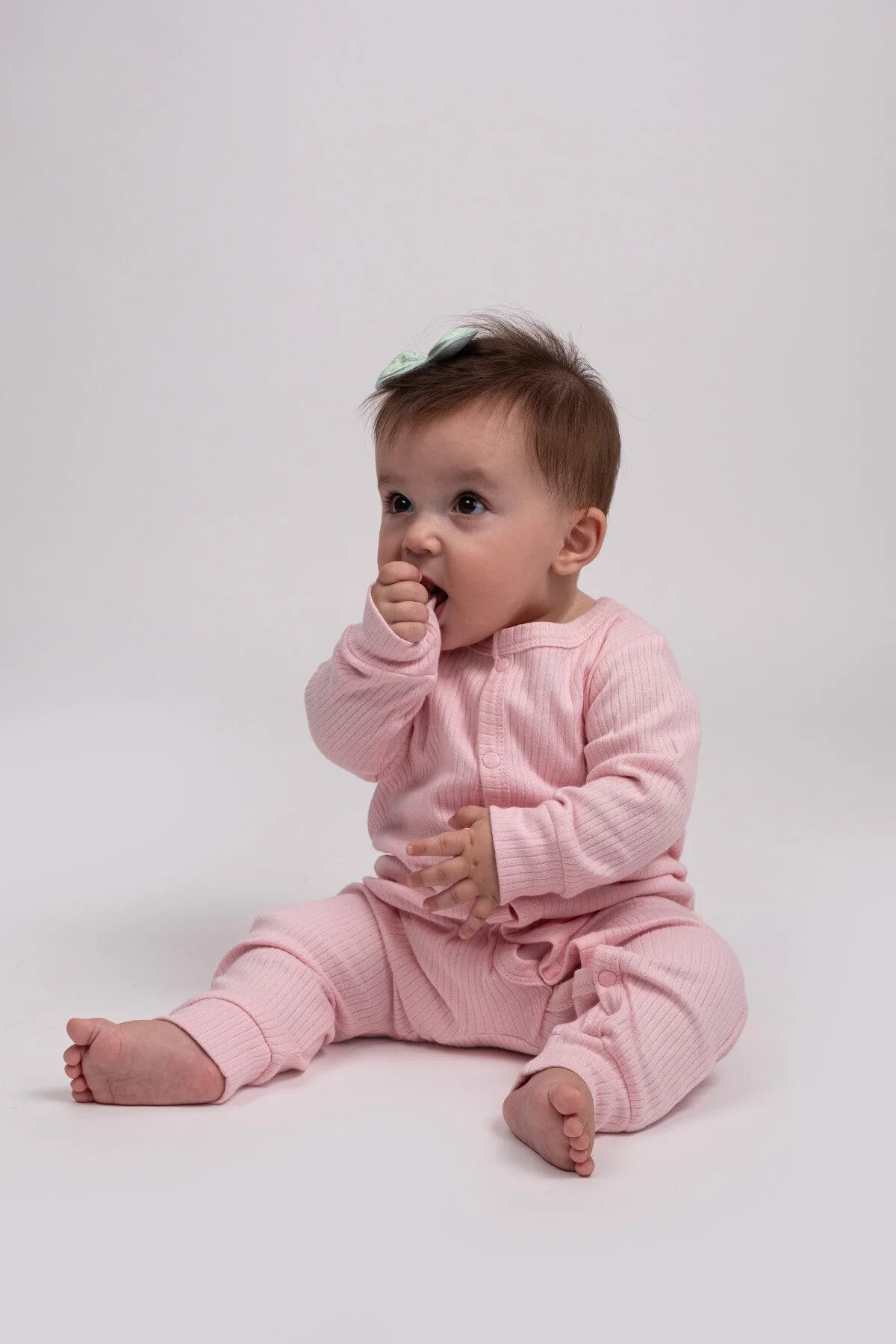 2'li Çıtçıtlı Tulum Pijama Uzun Kollu Mevsimlik Bebek Çocuk Nakışlı Tulum Pembe