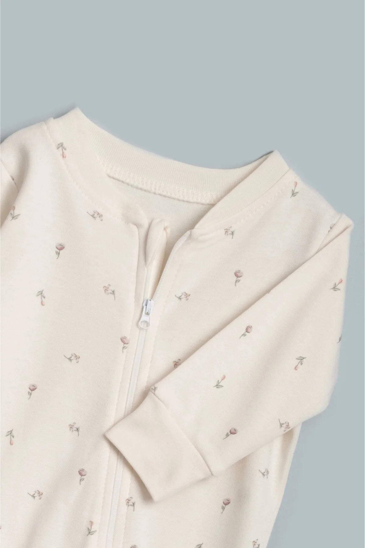 Kız Erkek Bebek Tulumu Uzun Kollu Fermuarlı Pijama Tulum Baskılı Uyku Tulumu Çiçekli